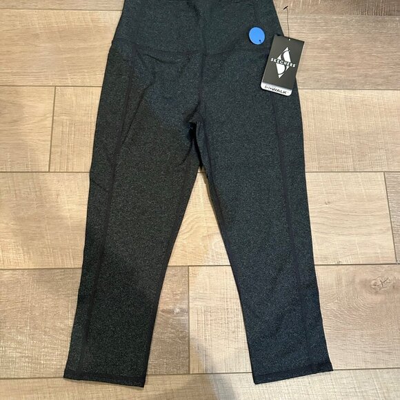 SKECHERS WOMENS GO WALK LEGGINGS CHARCOAL GRAY NEW HIGH WAISTED MIDCALF SMALL - Picture 1 of 12